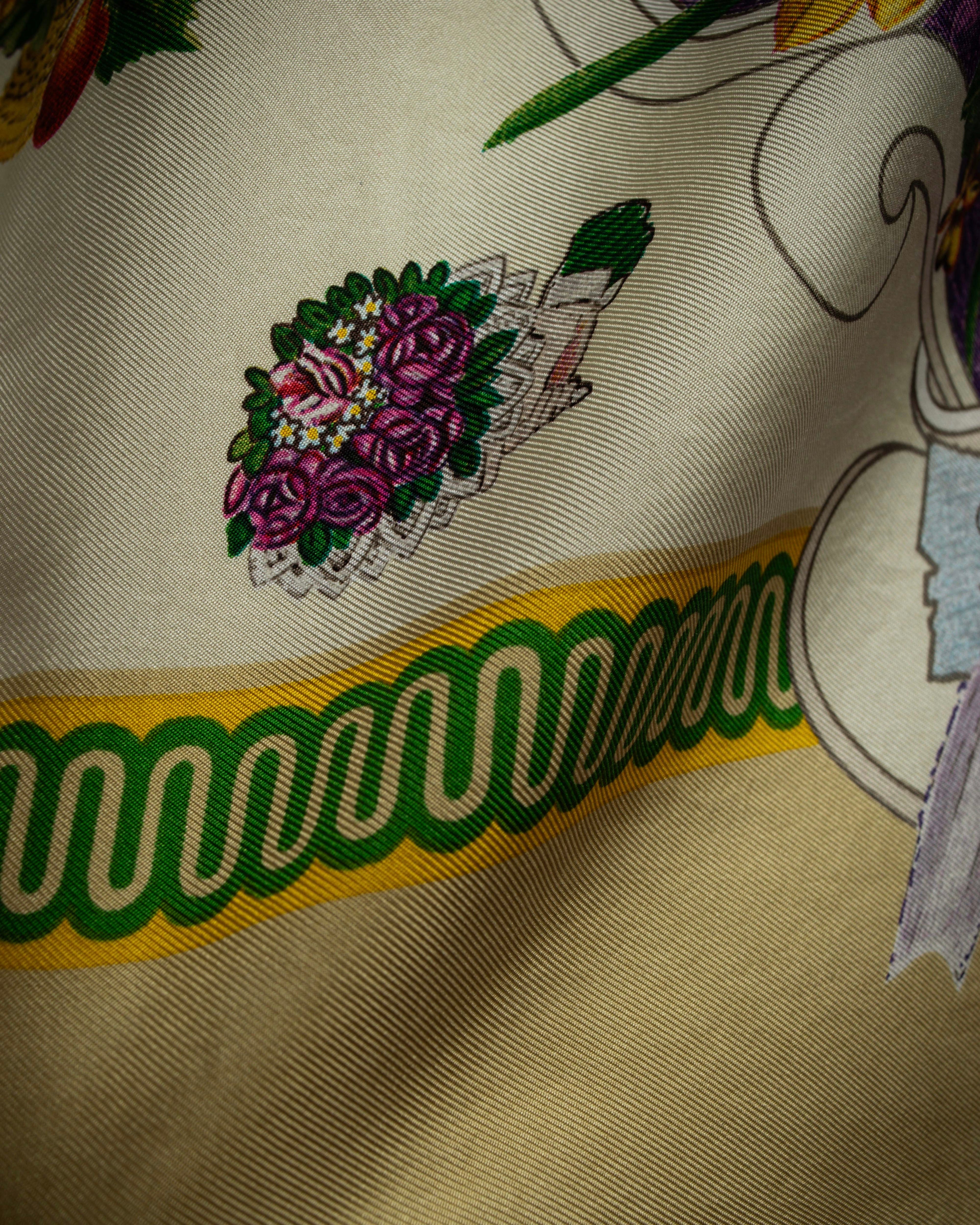 "GUCCI" Baroque painting pattern silk scarf