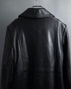 "COACH" Double-breasted panel work design leather coat