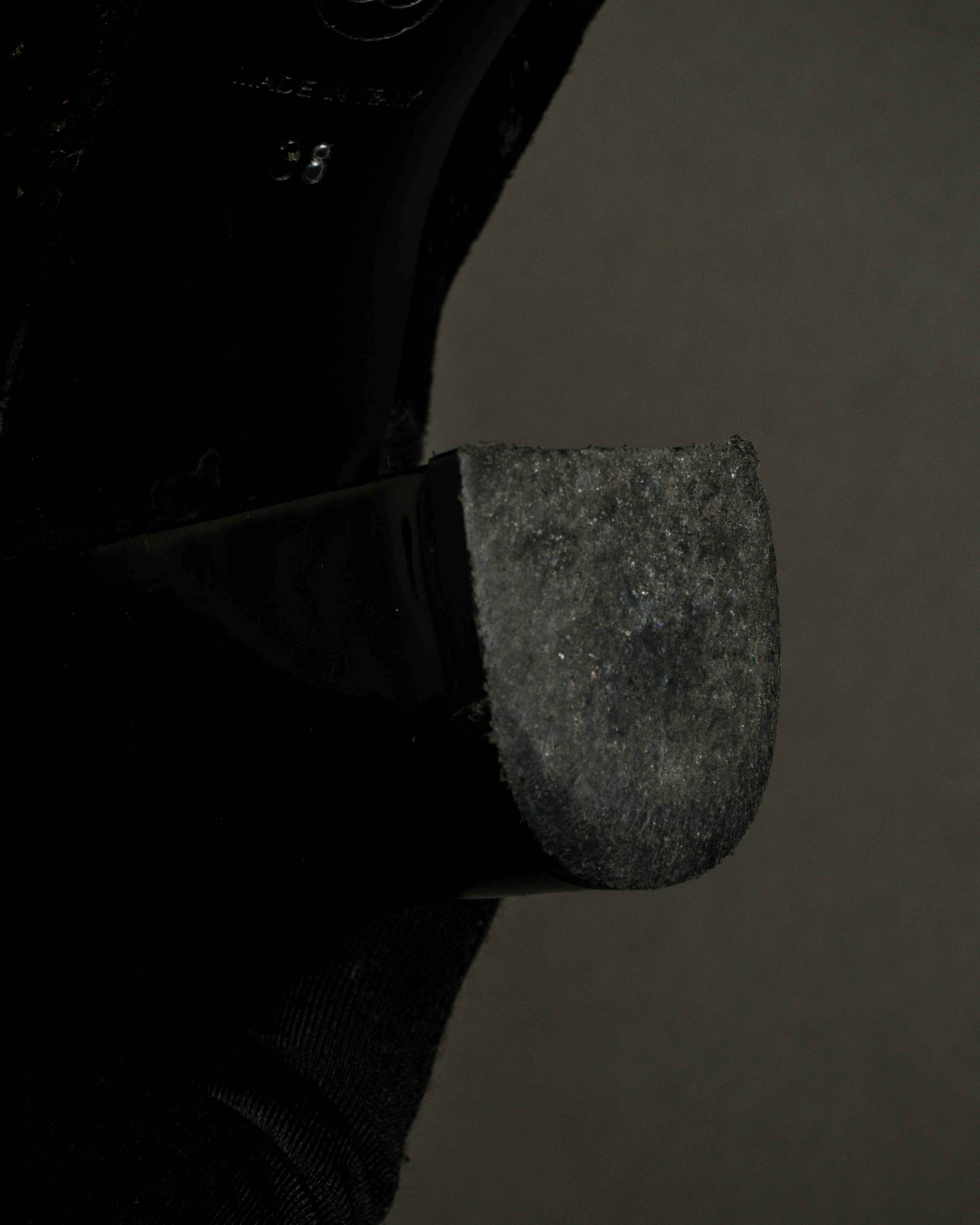 "CHANEL" Gold particle design pony leather heel boots