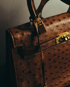 "JARDIN DES SACS" 80's-90's Structured ostrich leather top handle bag