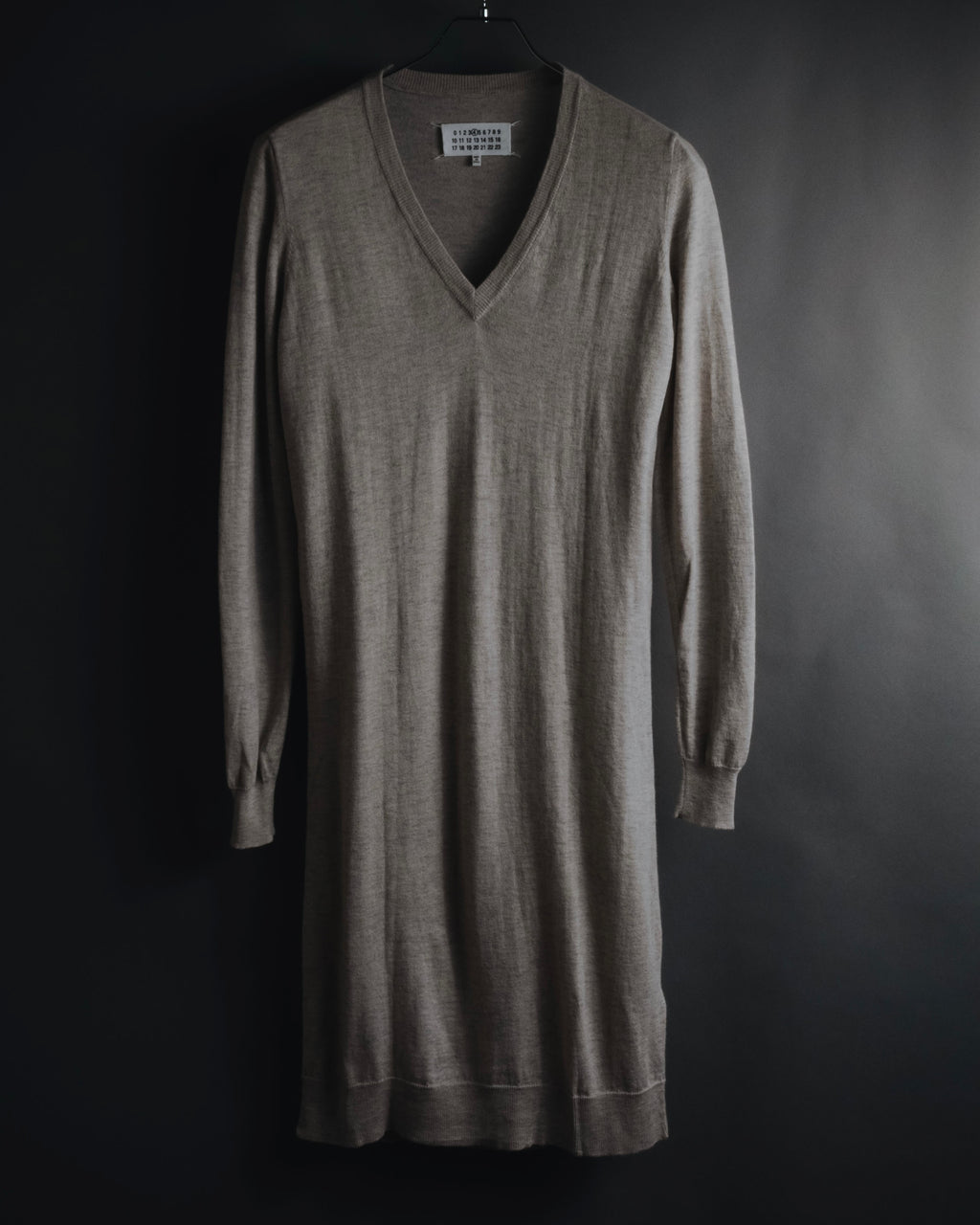 Maison Margiela 2014 Autumn/Winter fine gauge V-neck knit dress with elbow patches