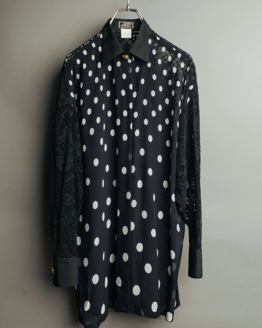 “GIANNI VERSACE” 80’s-90’s Couture polka dot lace shirt