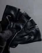 "HERMES" Stud &amp; ring design anjo leather gloves