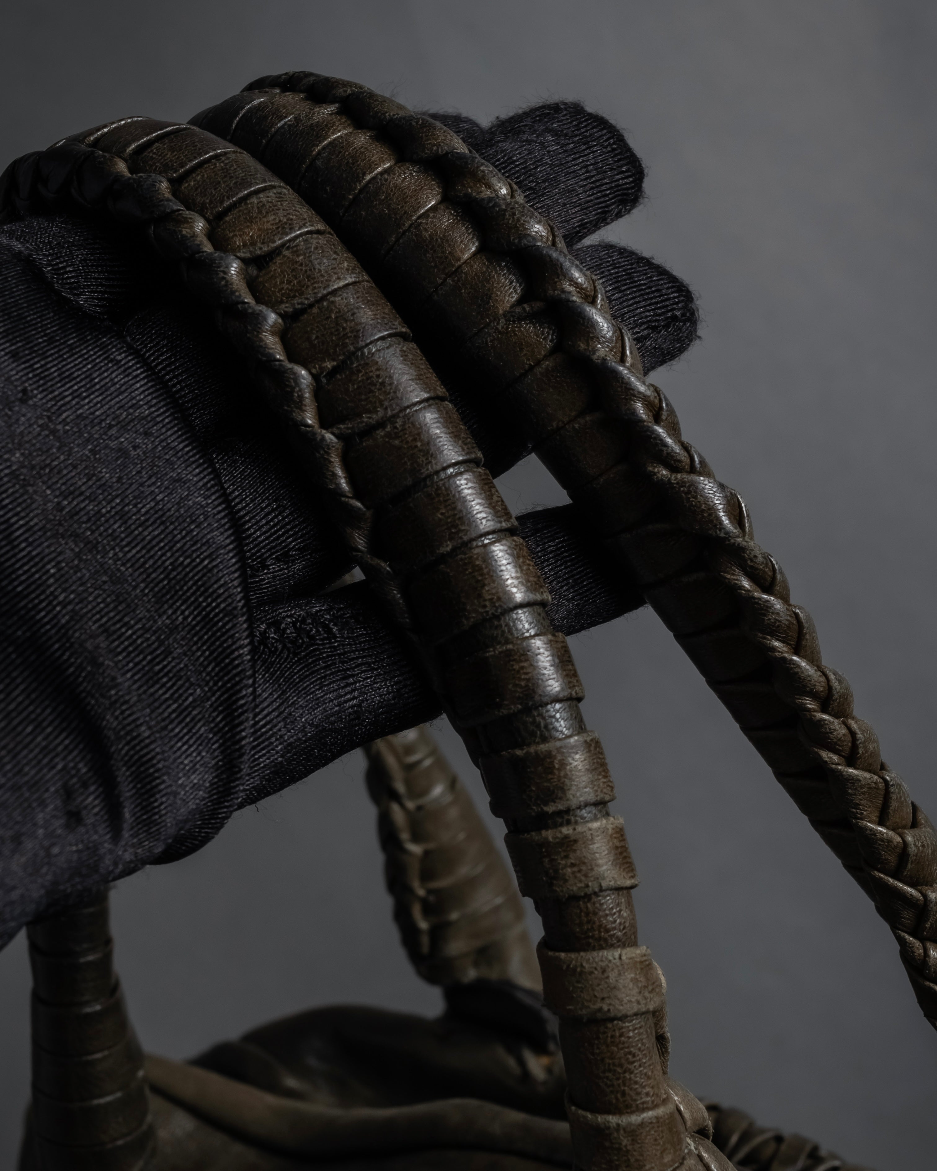 "FALORNI" Braided leather dome boston bag