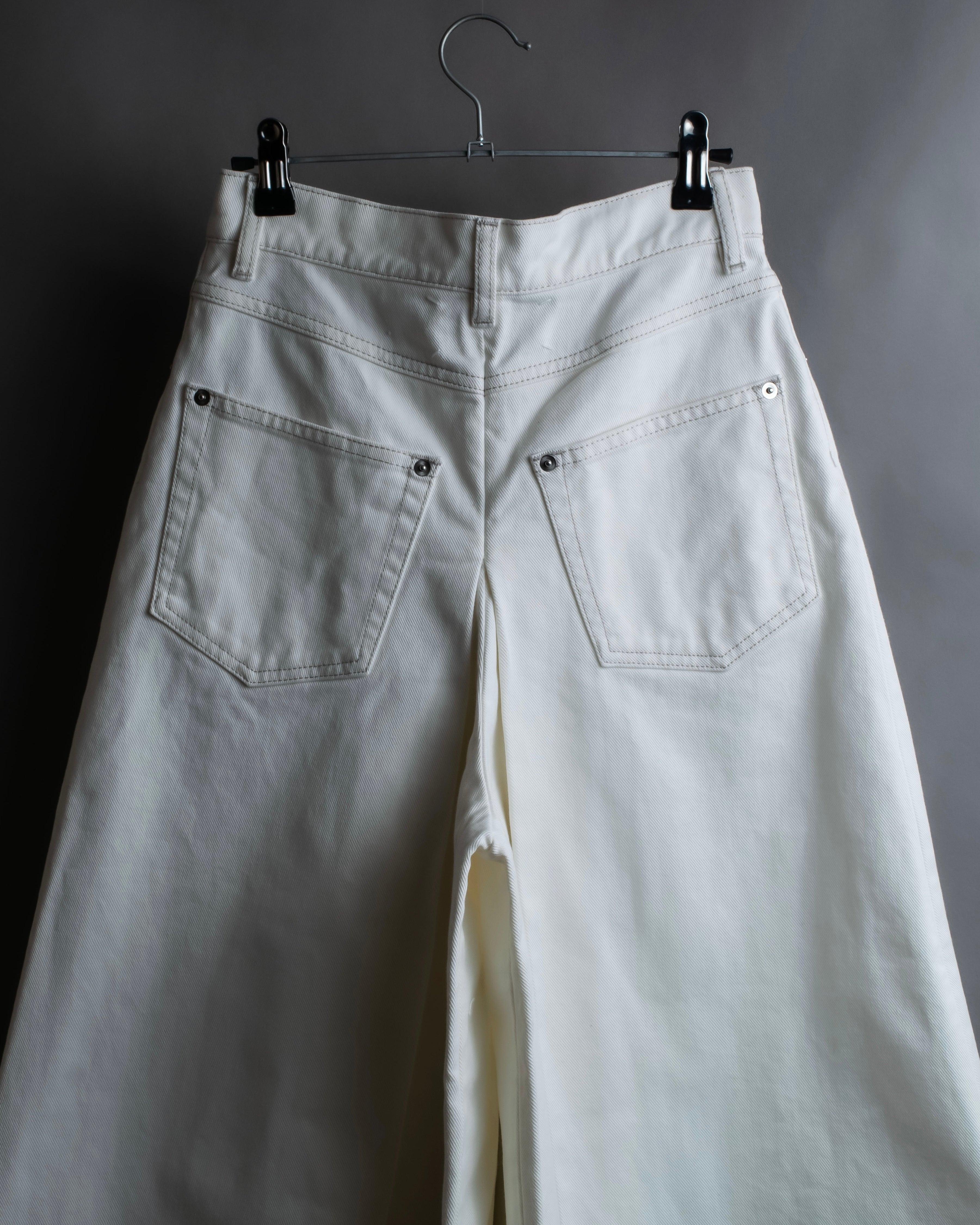 "MAISON MARGIELA" 21SS Washed raw cut flared cropped denim pants