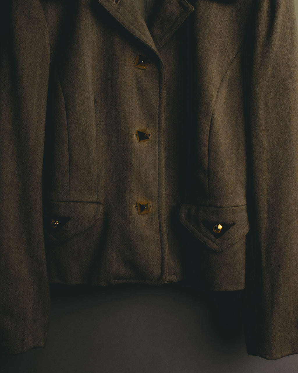 –SPECIAL– "Hermès" 70's-80's Equestrian wool tailored jacket
