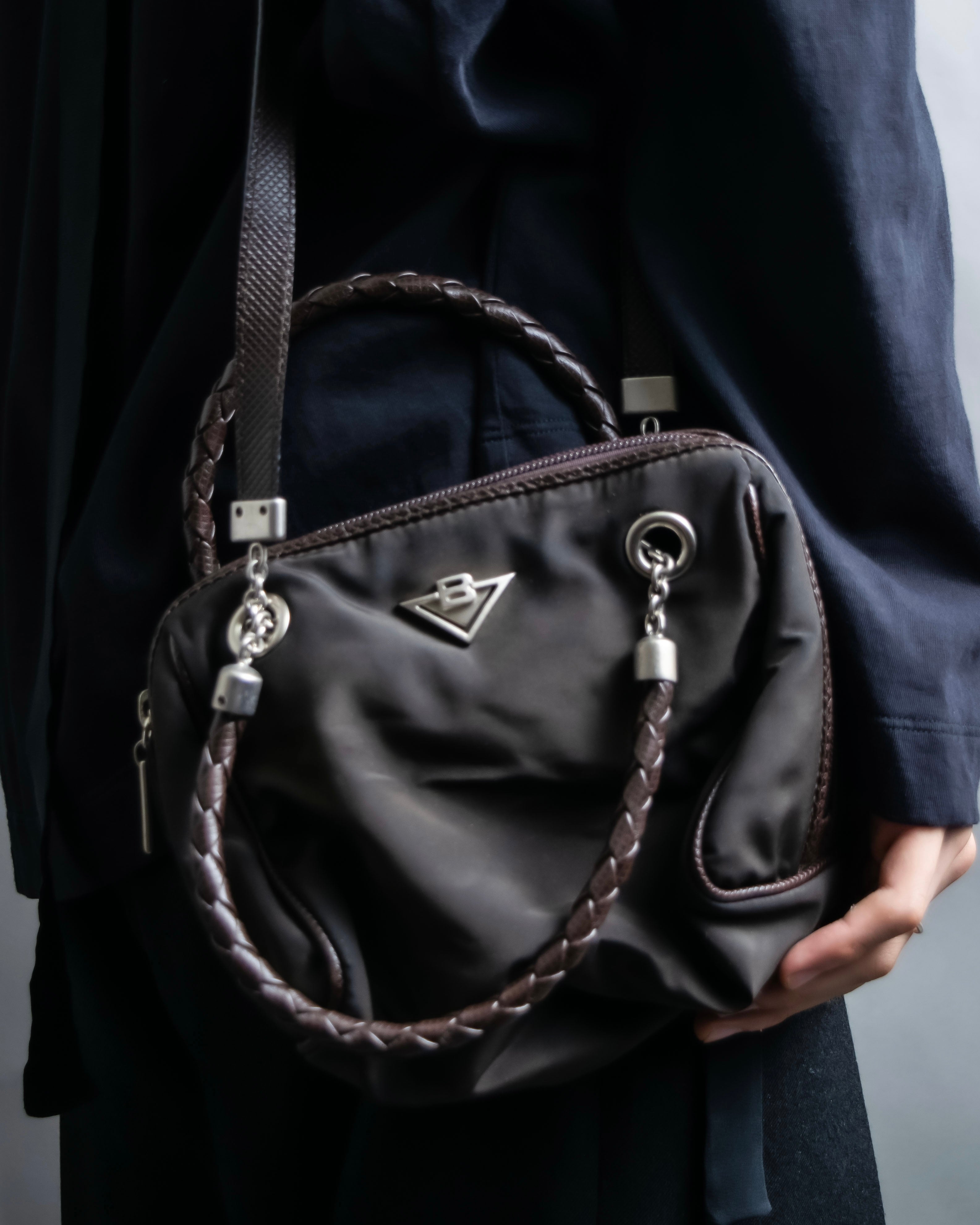 "BOTTEGA VENETA" 2way logo plate nylon bag