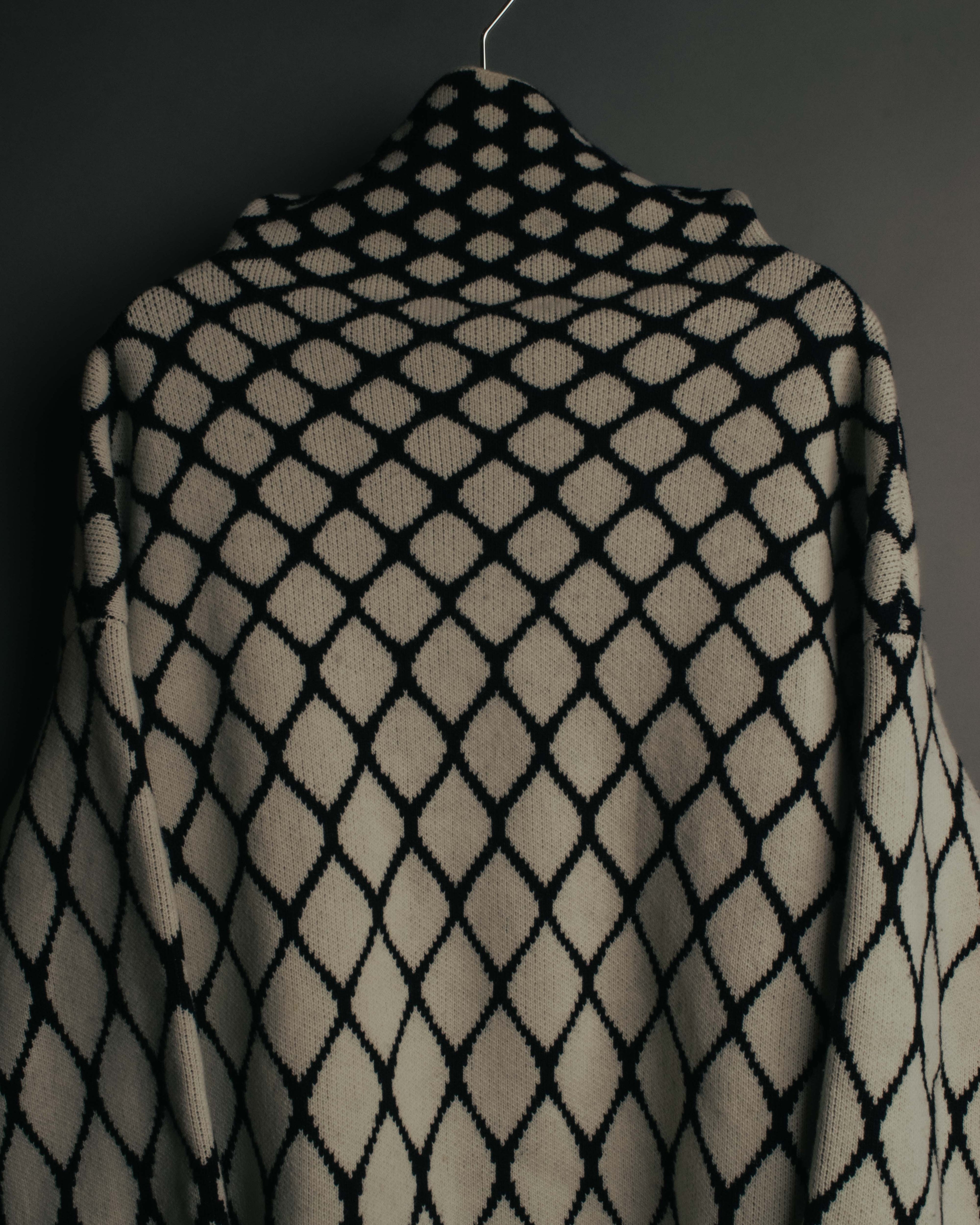 "VALENTINO" 20's Oversized diamond jacquard turtleneck knit sweater