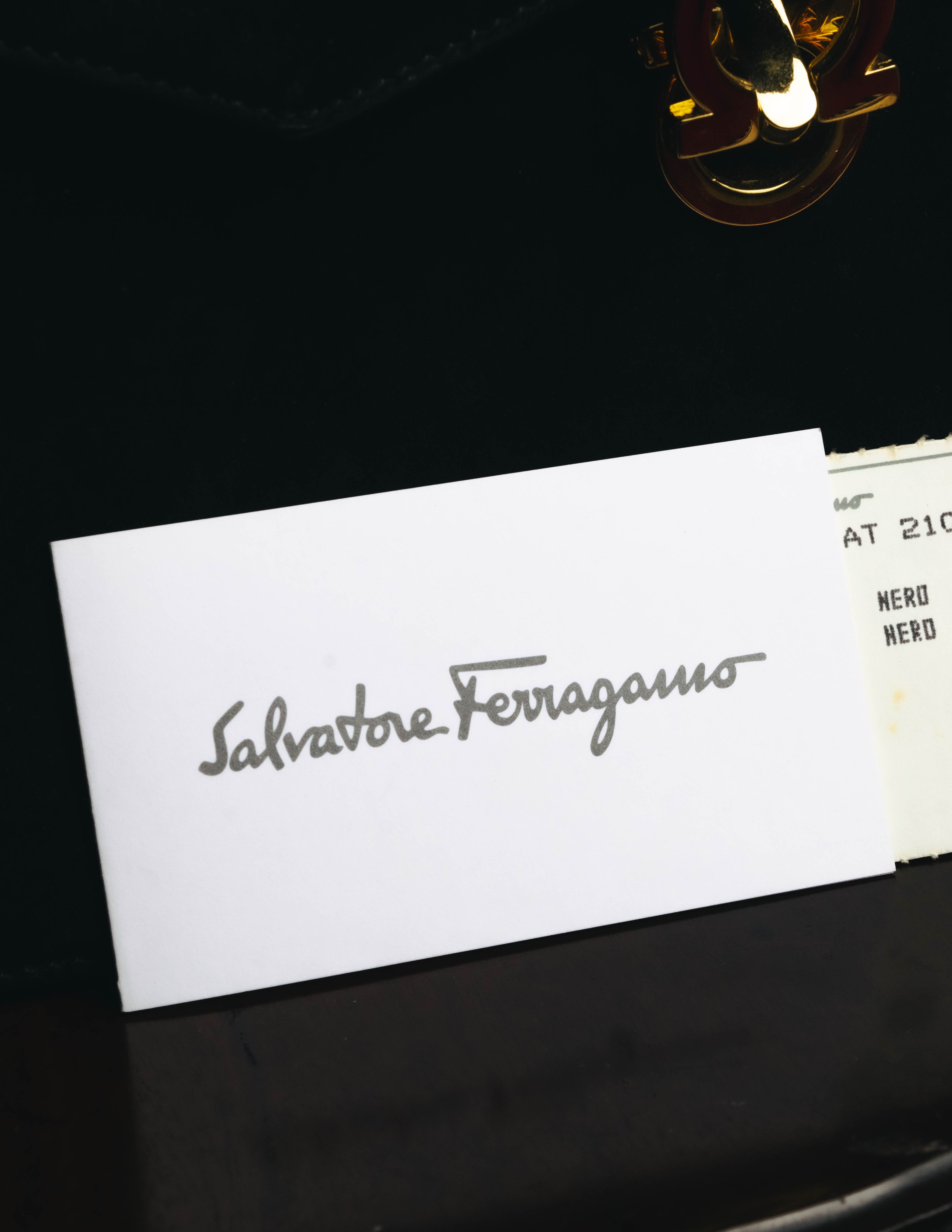 "Salvatore Ferragamo" 90's Black suede top handle handbag