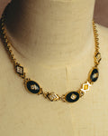 "BURBERRYS" 90's Emerald enamel costume jewelry necklace