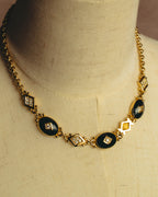 "BURBERRYS" 90's Emerald enamel costume jewelry necklace