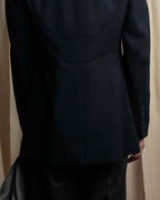 "HERMES" 90's classic detail dark blue tailored jacket