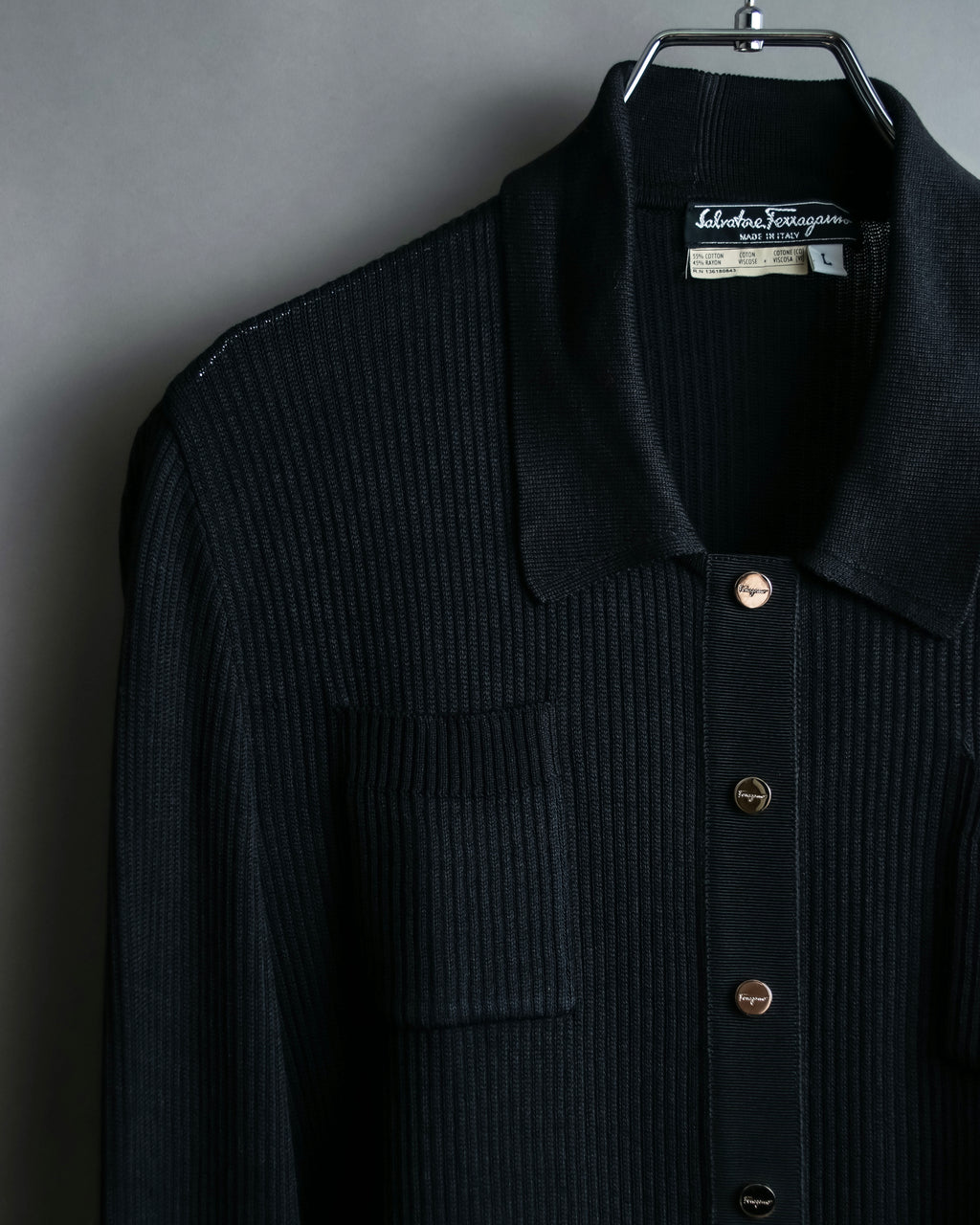 "Salvatore Ferragamo"Cotton x rayon summer knit shirt