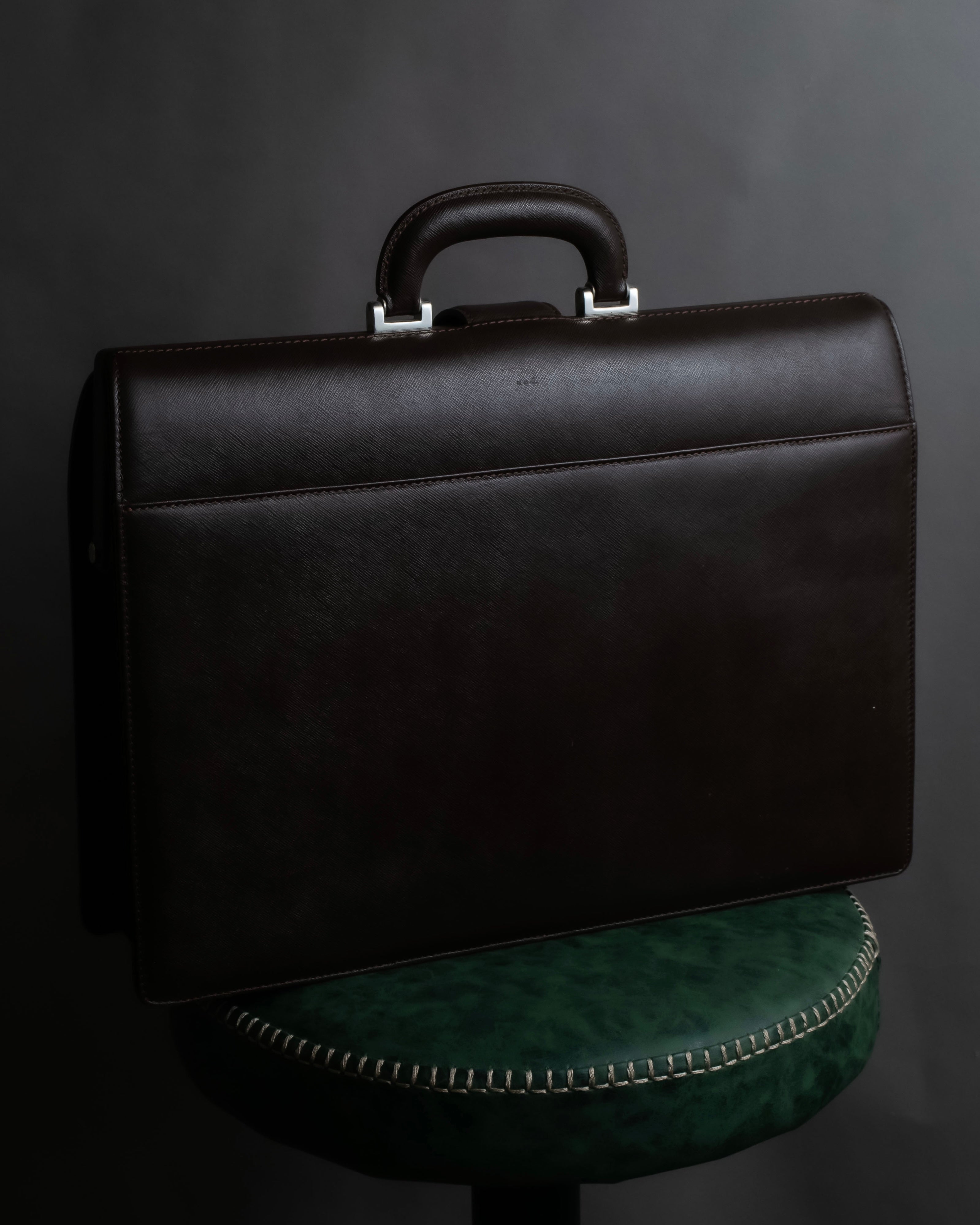 "BURBERRY" Metal belt design embossed PVC briefcase