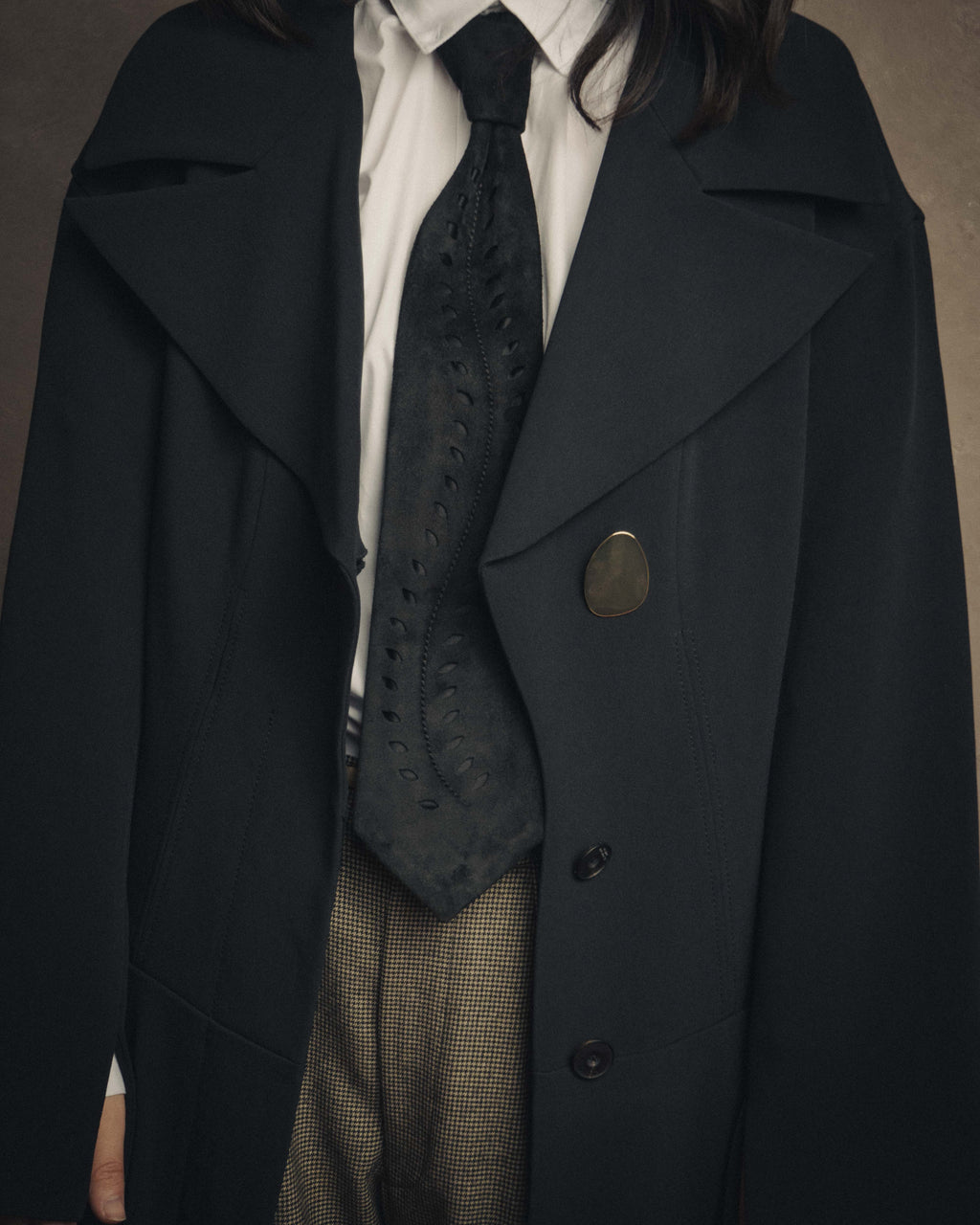 -SPECIAL- “HERMÈS” 2008-18 Suede cutwork leather tie