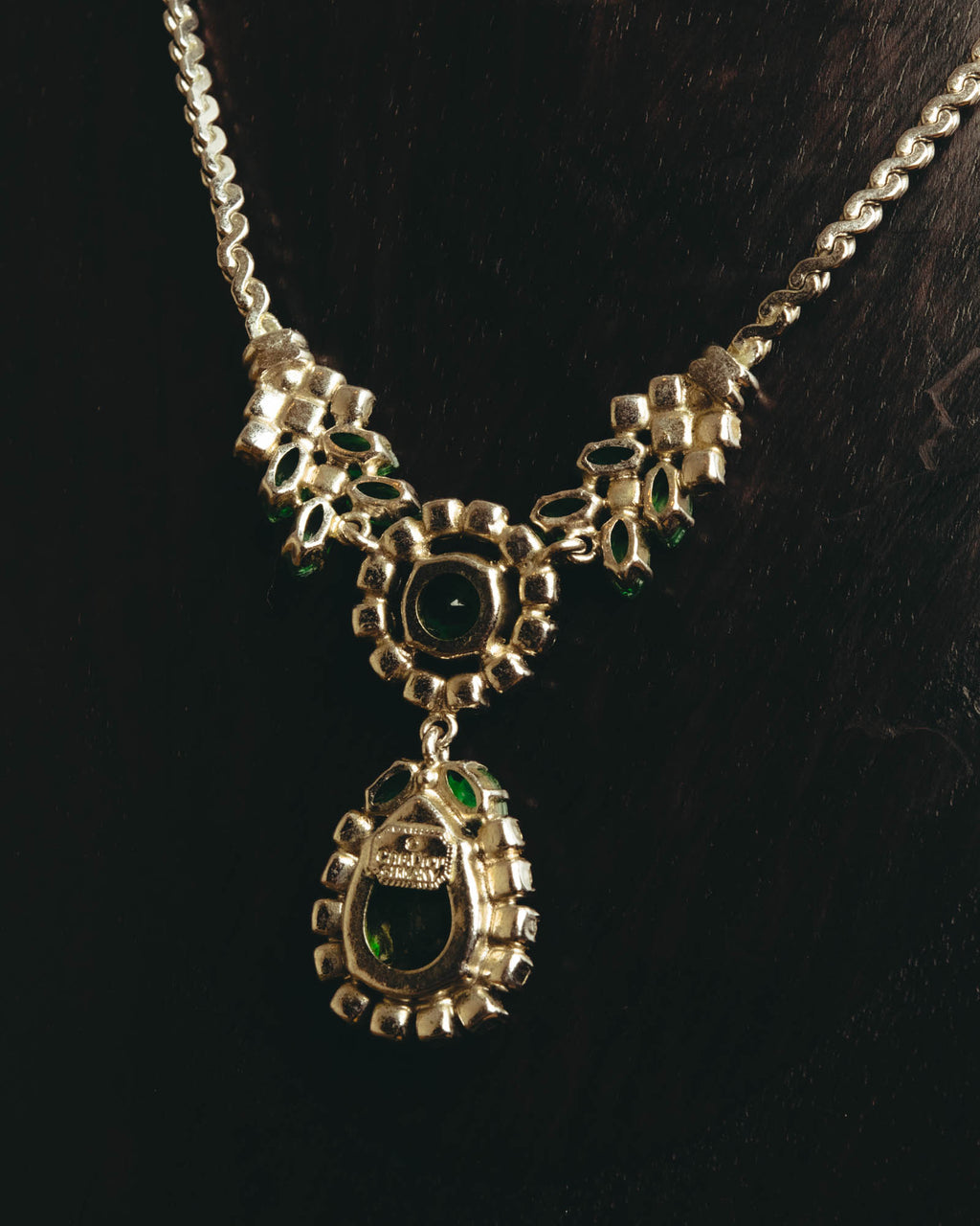 "Christian Dior" 80's-90's Emerald green pendant necklace