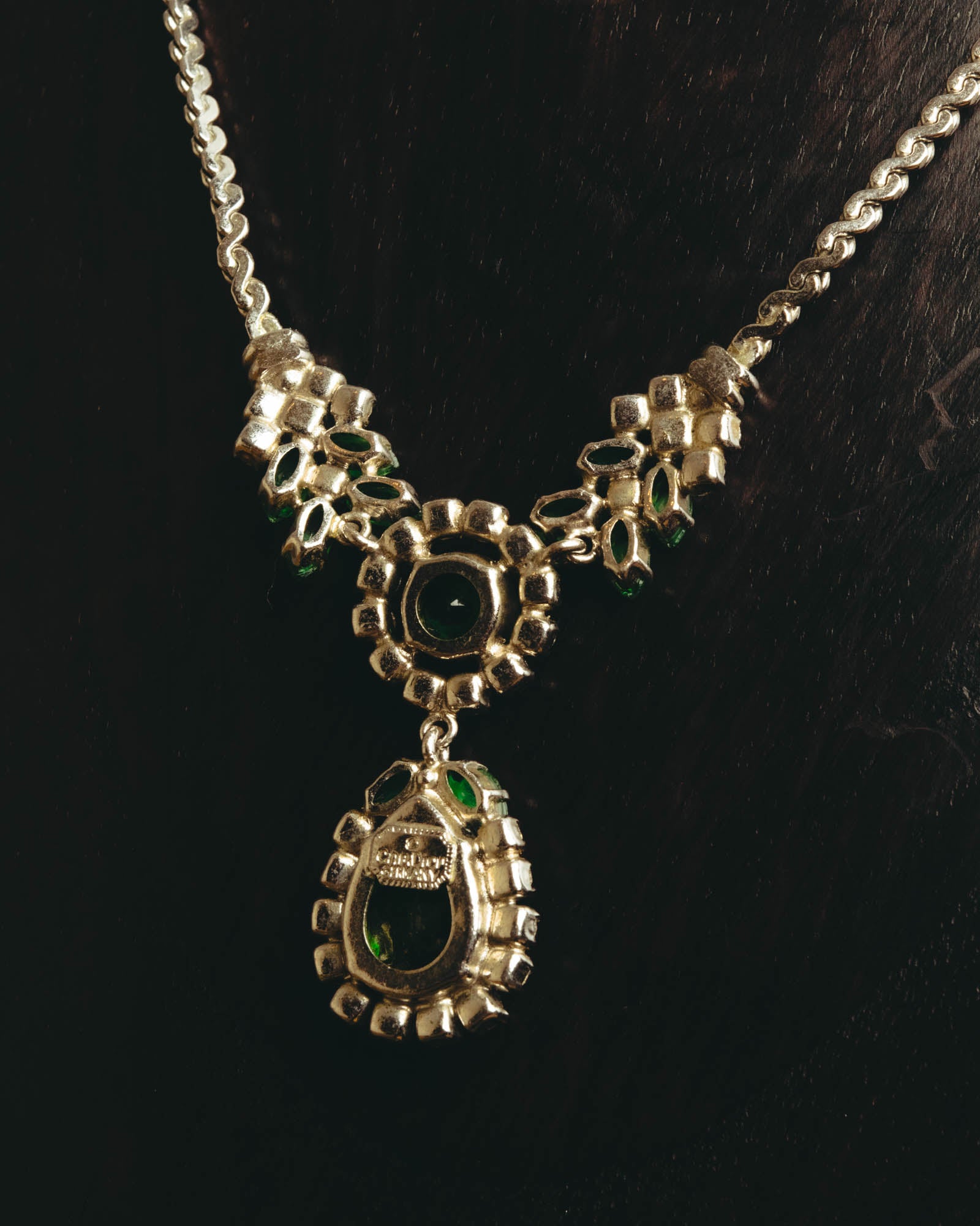 "Christian Dior" 80's-90's Emerald green pendant necklace