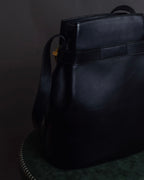 "Salvatore Ferragamo" Architectural trapezoid shape gancini leather shoulder bag