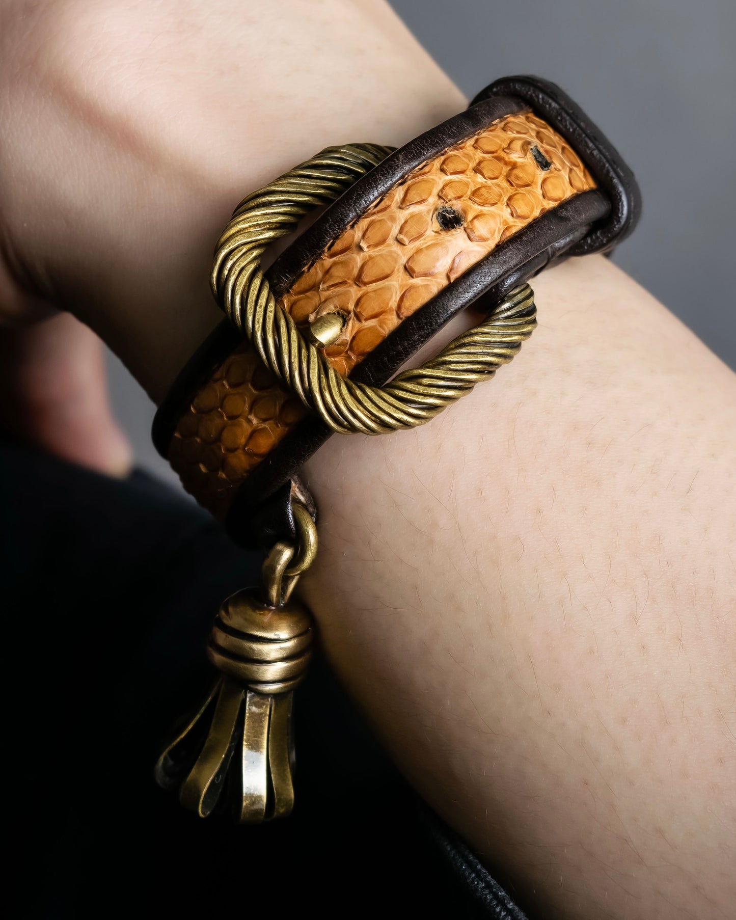 "BOTTEGA VENETA" Python switch design leather bracelet