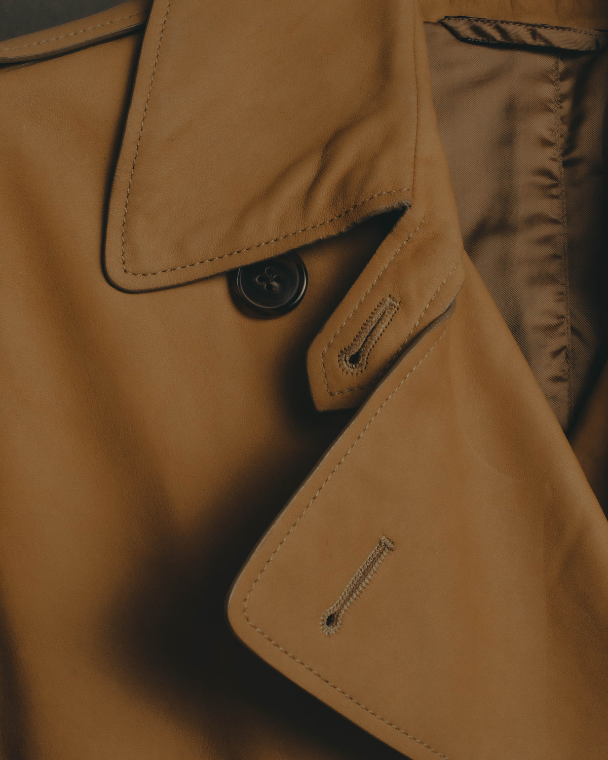 –SPECIAL– “Maison Martin Margiela” 2012AW Leather trench coat with Line 4 printed lining