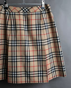 "BURBERRY" Nova check pattern box pleats mid length skirt