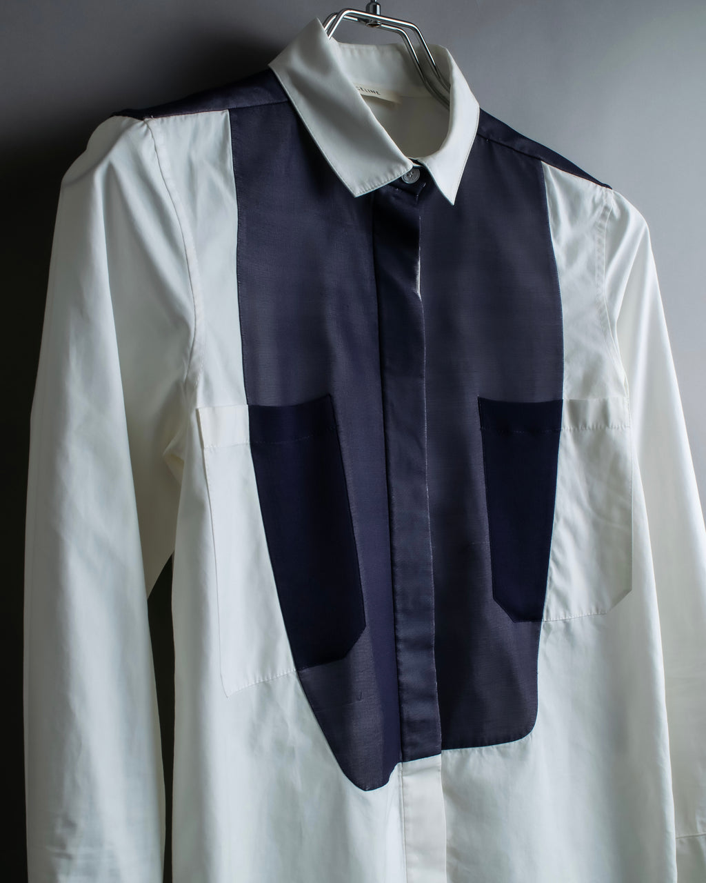 "CELINE" Combination color dress shirt