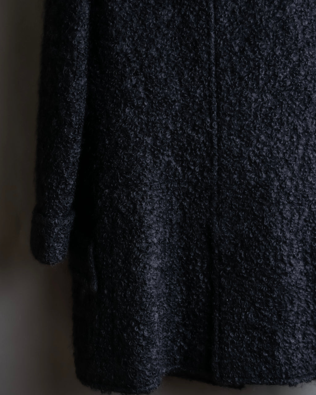 "Valentino Garavani" Fur collar boucle wool mid-length coat