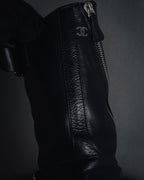 "CHANEL" 2006-12 Double-buckle leather engineer boots