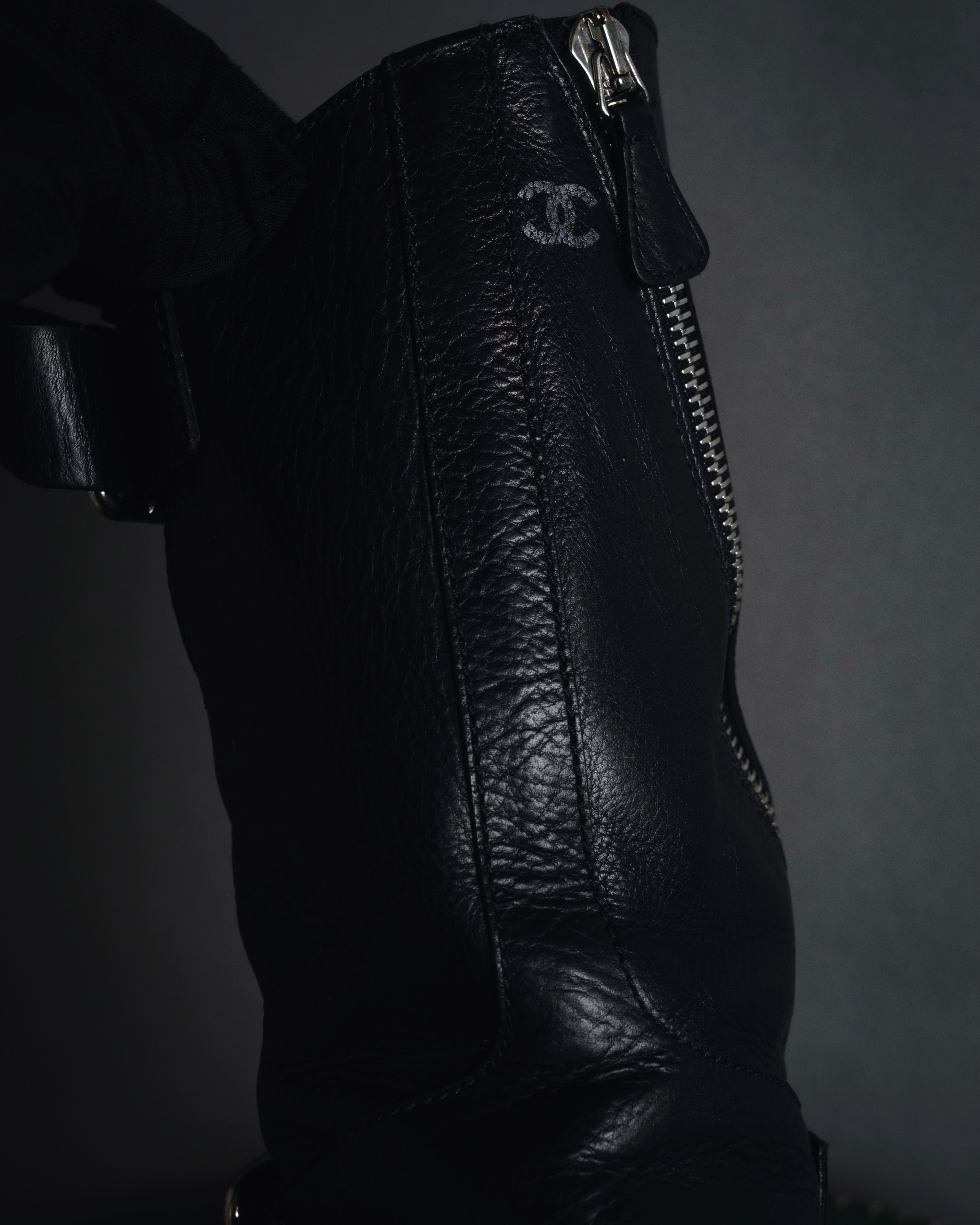 "CHANEL" 2006-12 Double-buckle leather engineer boots