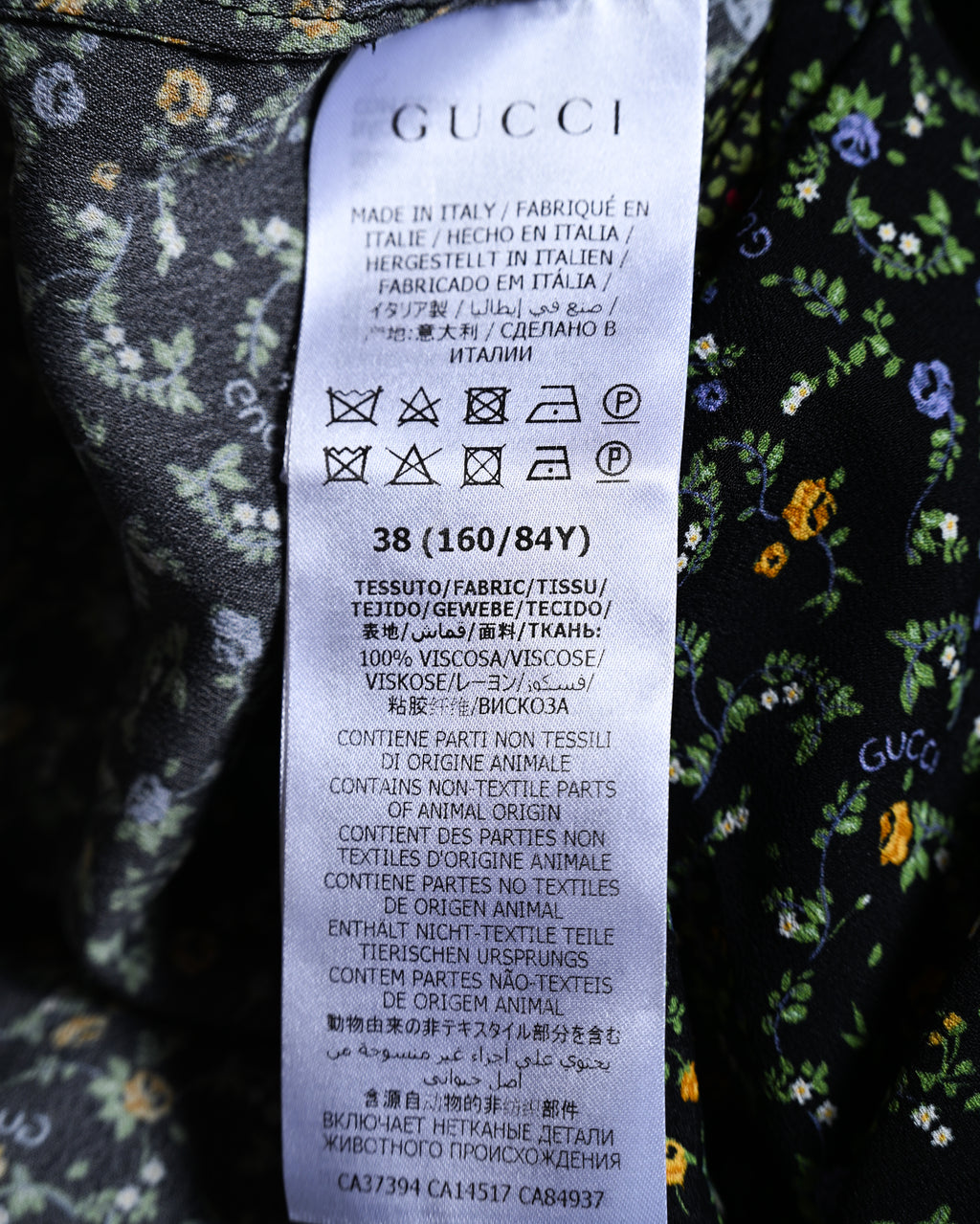 GUCCI × LIBERTY LONDON/ 2020AW Original Floral Pattern Fabric Ribbon Tie Button Down Shirt