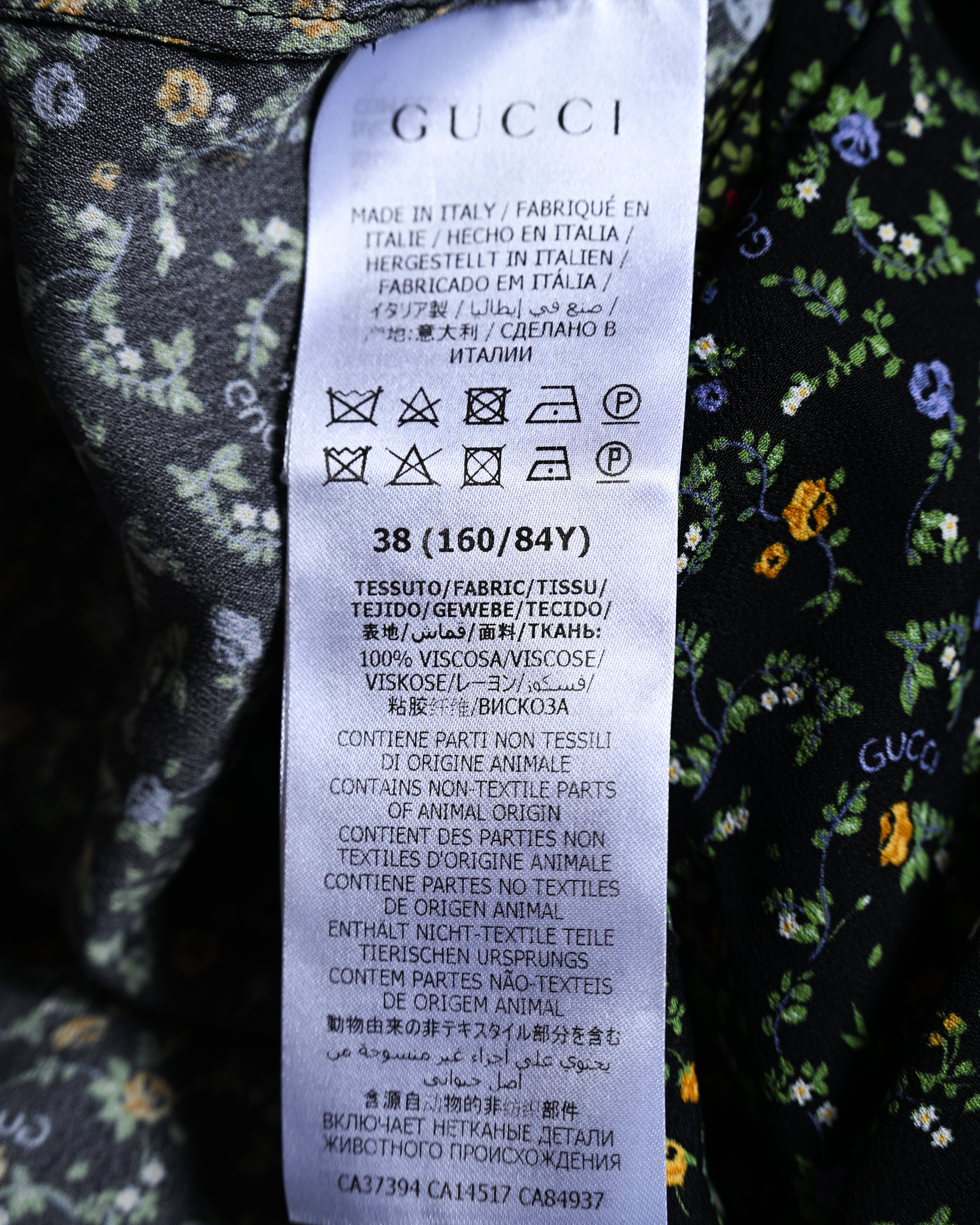 GUCCI × LIBERTY LONDON/ 2020AW Original Floral Pattern Fabric Ribbon Tie Button Down Shirt