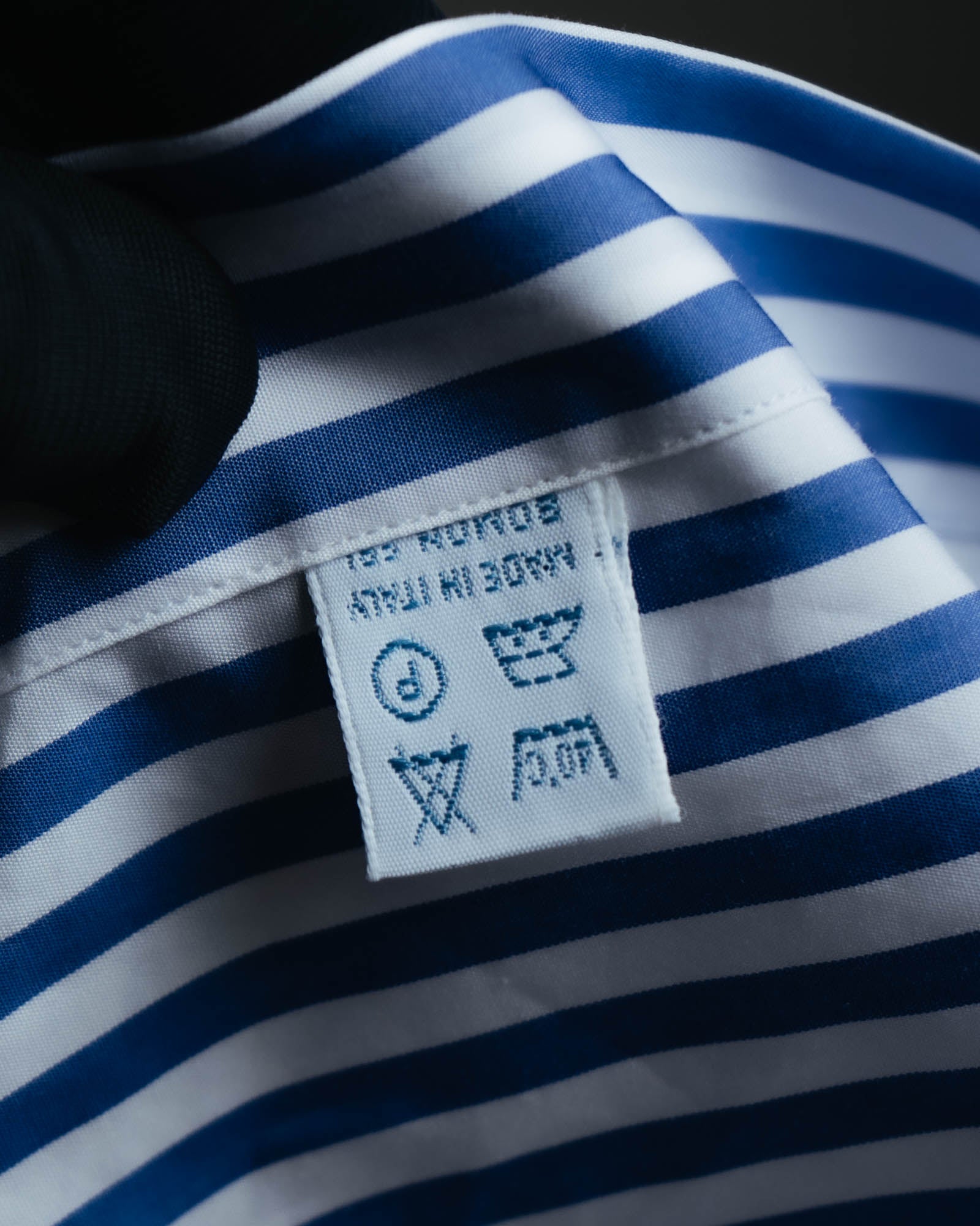 -MOOD MILLÉSIMES- 90’s-00’s vivid blue stripe wide-spread collar shirt