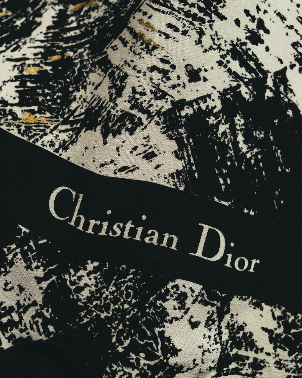 "Christian Dior" 80's-90's Artful abstract silk scarf