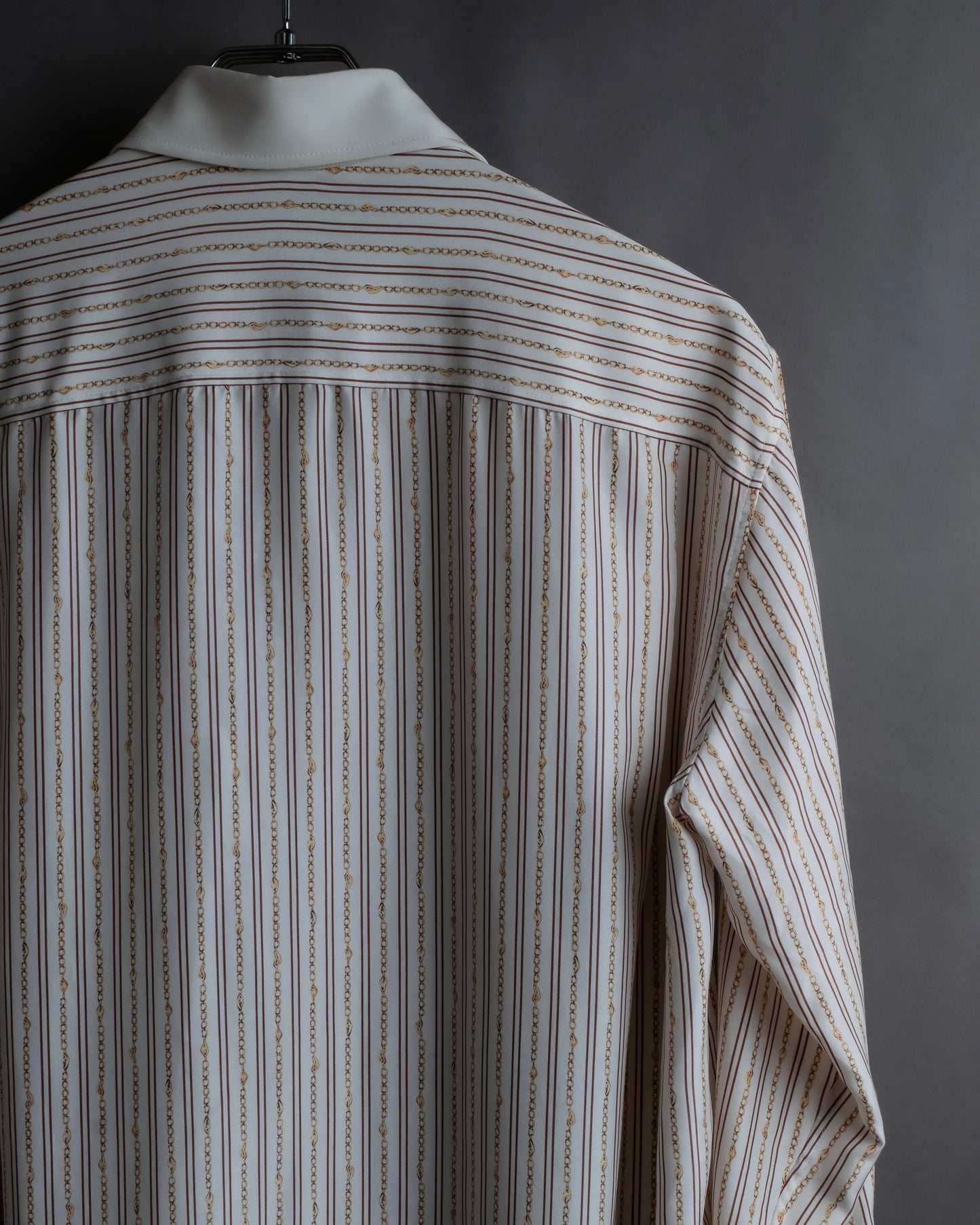 "Chloe" Chain＆stripe pattern relaxed shirt