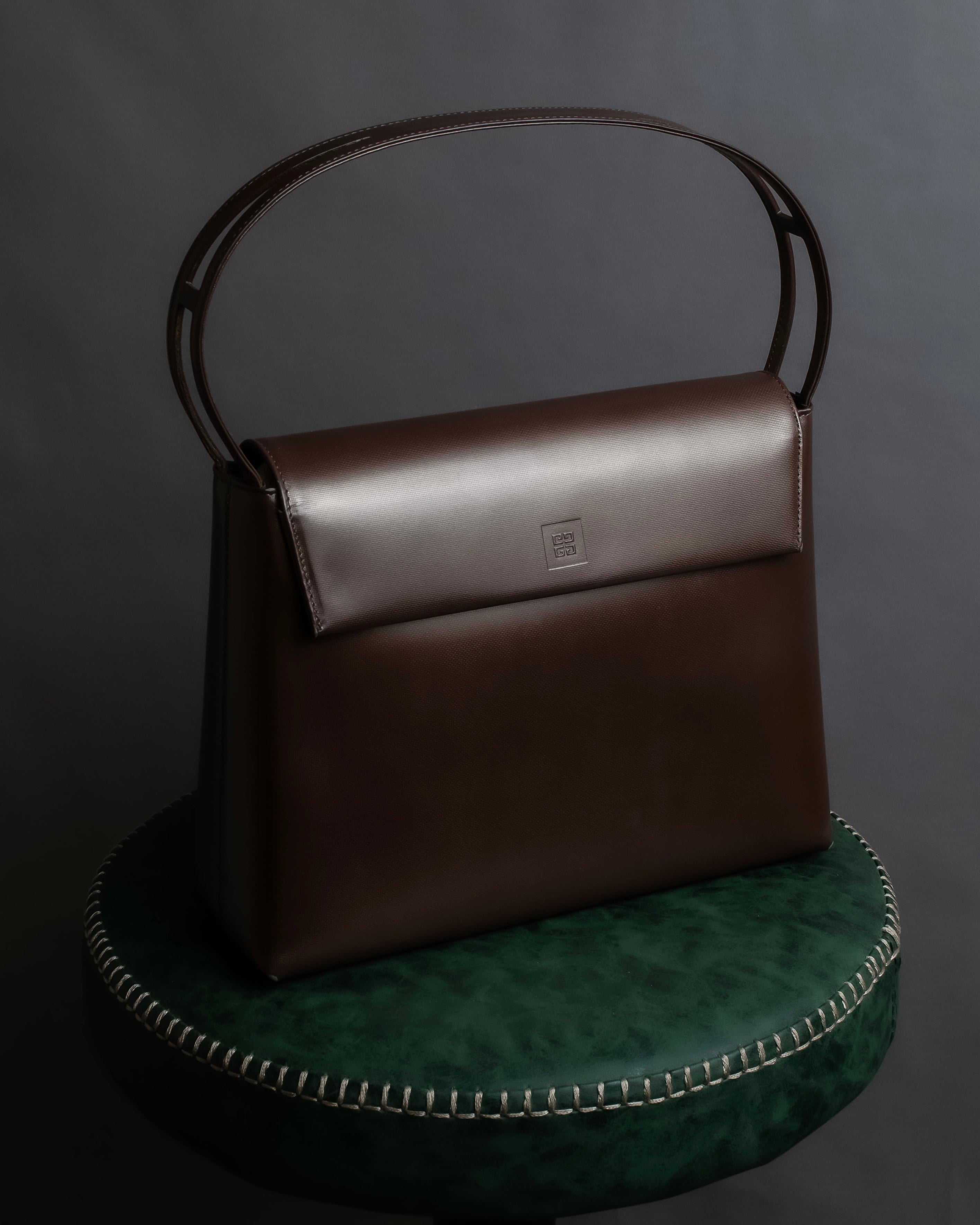 "GIVENCHY MAROQUINERIE" Trapezoidal brown leather one-handle bag