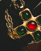 –SPECIAL– "CHANEL" 80's Gripoix Byzantine cross pendant necklace