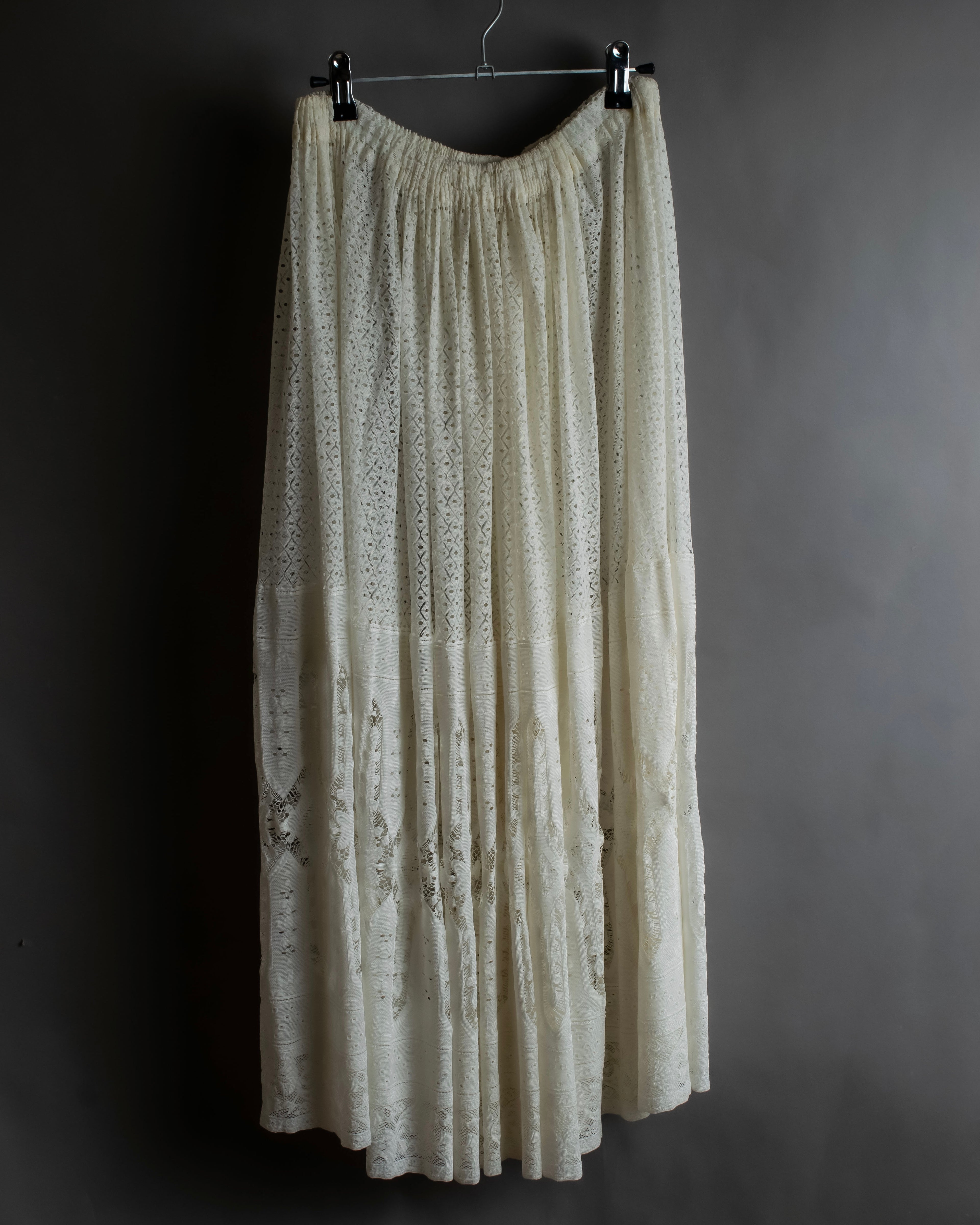"YOHJI YAMAMOTO" 1992SS eyelet cutwork lace design long skirt