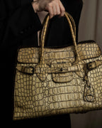 "MIU MIU" Belt strap design embossed leather hand bag