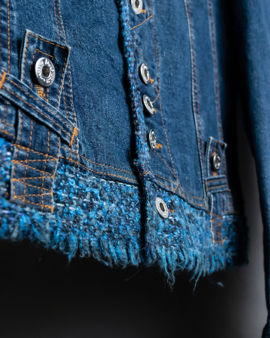“D&amp;G” Tweed attached bijou button denim jacket