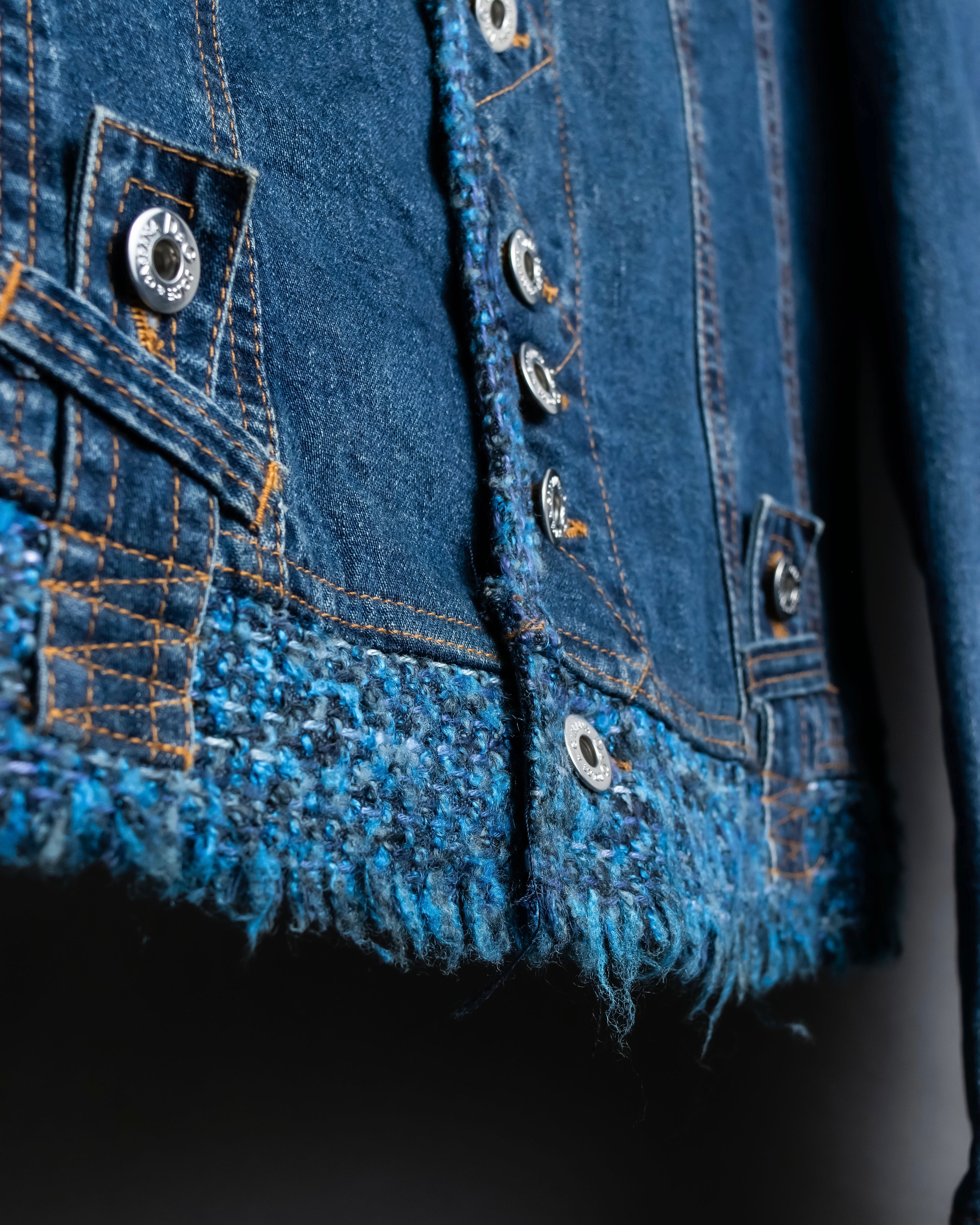 “D&amp;G” Tweed attached bijou button denim jacket