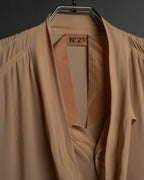 "N°21" 2020's Asymmetric bow tie acetate silk blouse