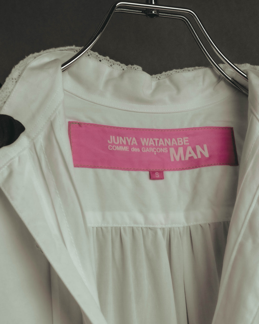 -SPECIAL- “JUNYA WATANABE COMME des GARÇONS MAN PINK”2005AW Victorian lace pleated asymmetric long shirt