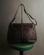 -SPECIAL- “Salvatore Ferragamo” 00’s-10’s Leather scale appliqué gancini shoulder bag