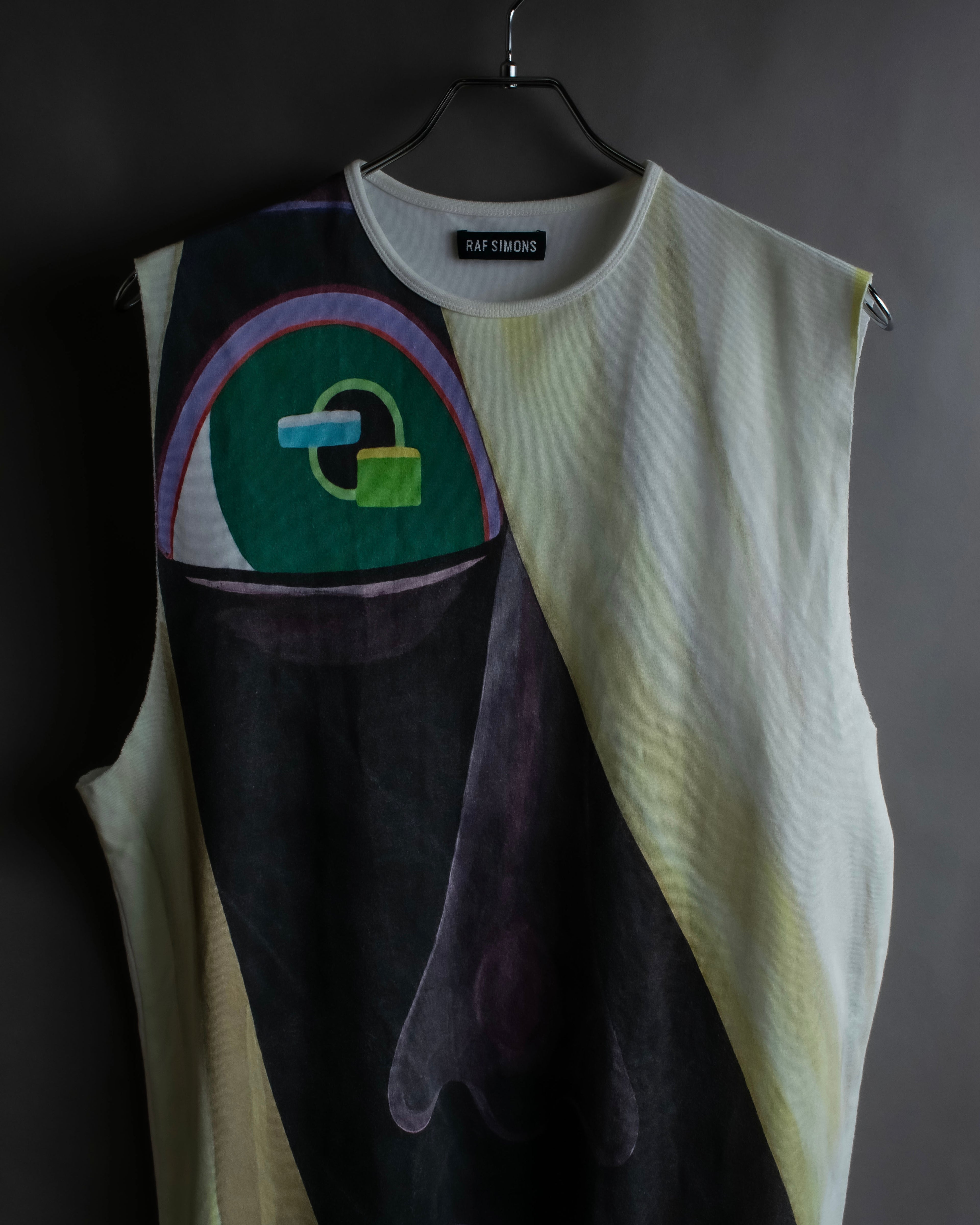 "RAF SIMONS" 13SS Surrealist face print sleeveless top