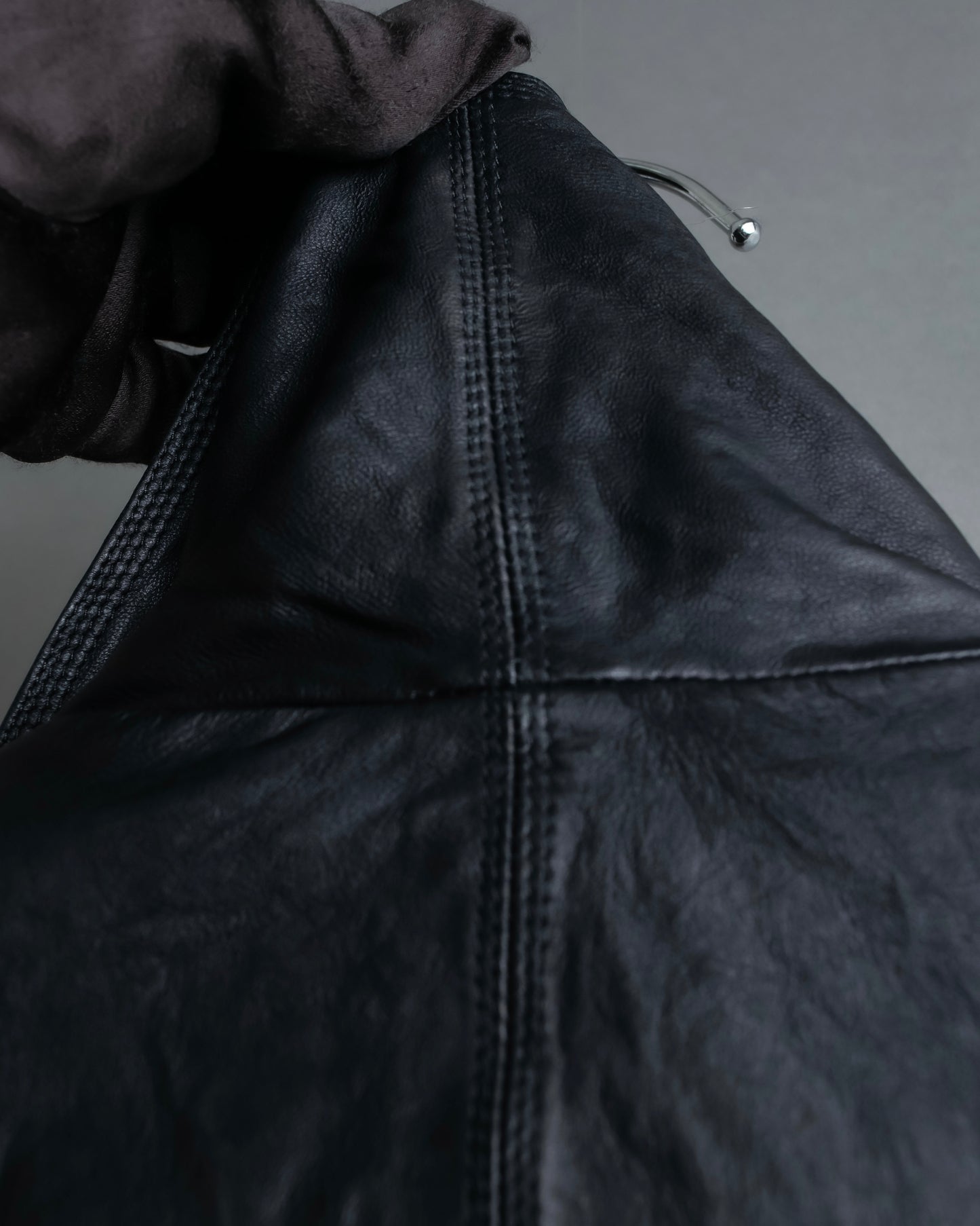 "Rick Owens" 100% lamb leather high neck sleeveless jacket