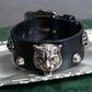 "GUCCI" Cat head motif stud design leather bracelet