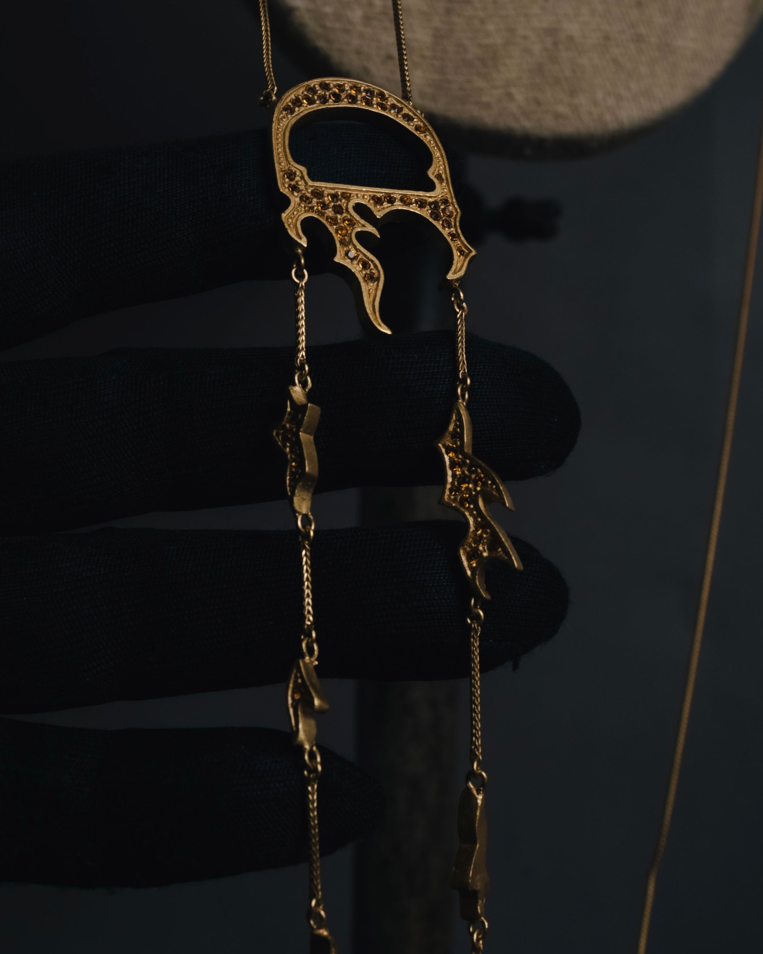 –SPECIAL– "Christian Dior" 2001-05’s Flaming D long station necklace