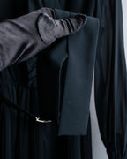 "SOANA" Bowtie belted design long black dress