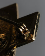 "CELINE" Quilted plate design gold brooch