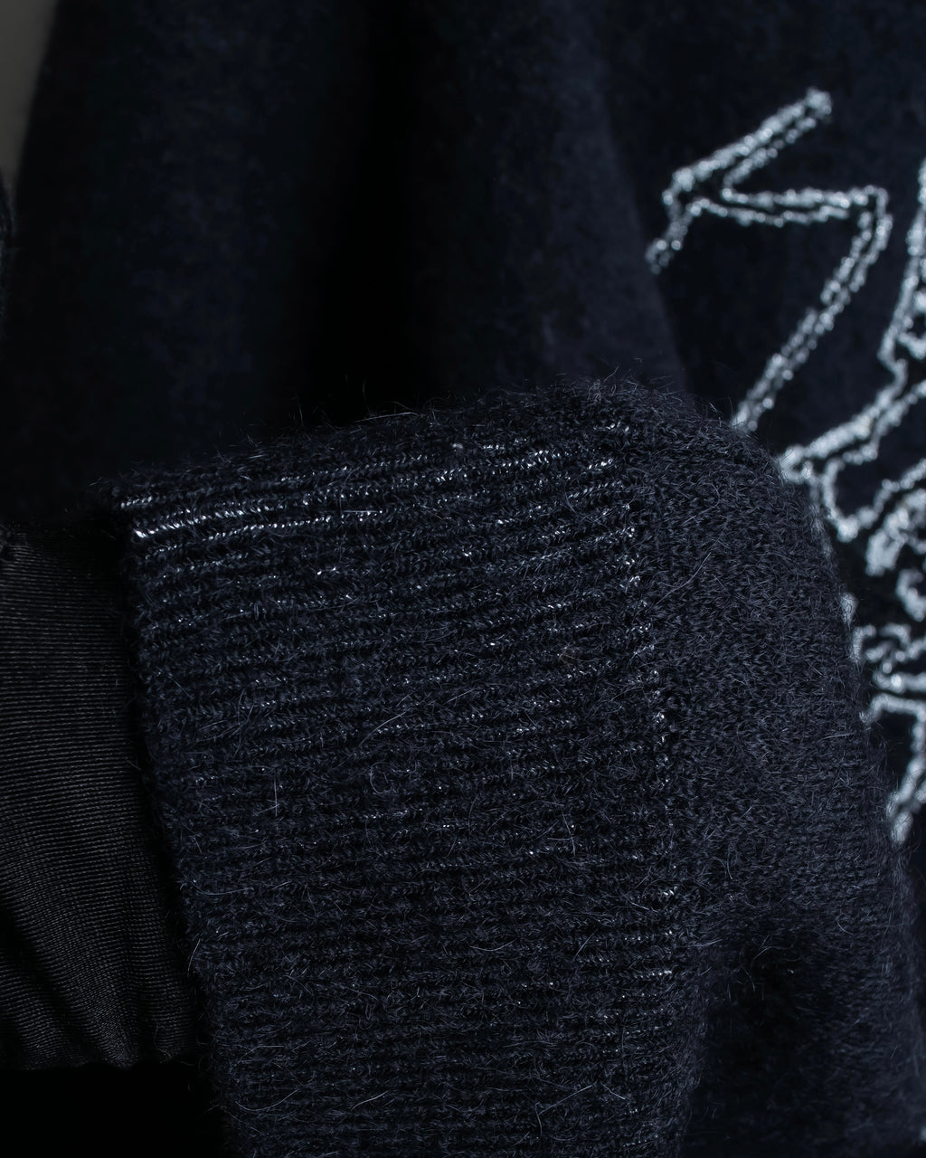 "Saint Laurent" Handsome face embroidery mohair blend oversized knit